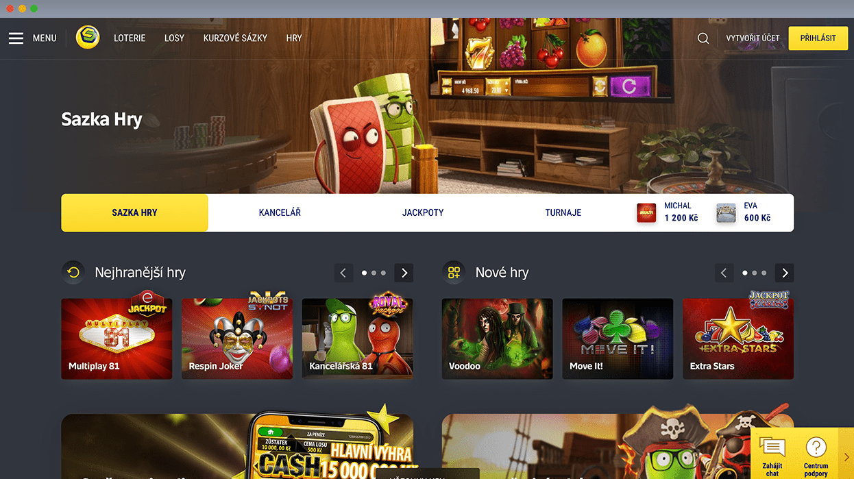 Sazka main page