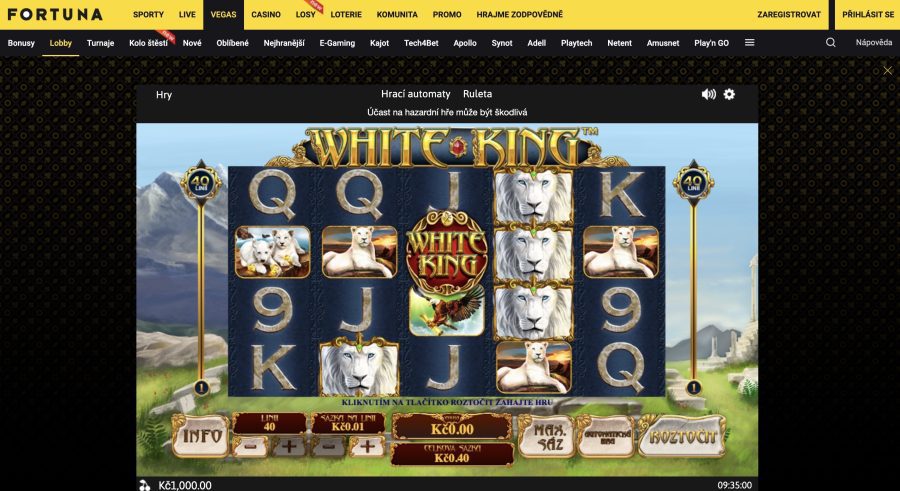 Nejlepší online automaty: Které byste měli zkusit? 5 White King je automat s pěti válci čtyřmi řadami symbolů. Má nižší volatilitu = vyhráváte sice méně často, ale většinou jde o větší výhry. Díky pěti válcům nabízí automat 40 výherních linií, takže kombinací pro výhru je opravdu hodně.