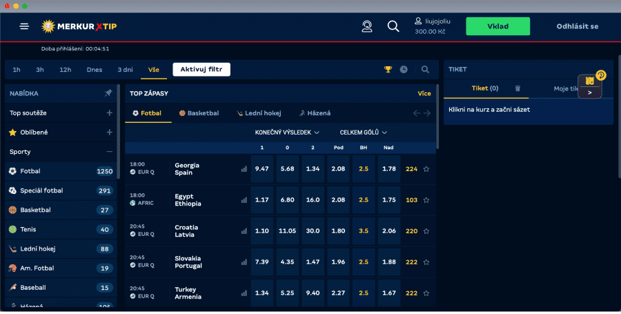 MerkurXTip recenze screenshot sázky