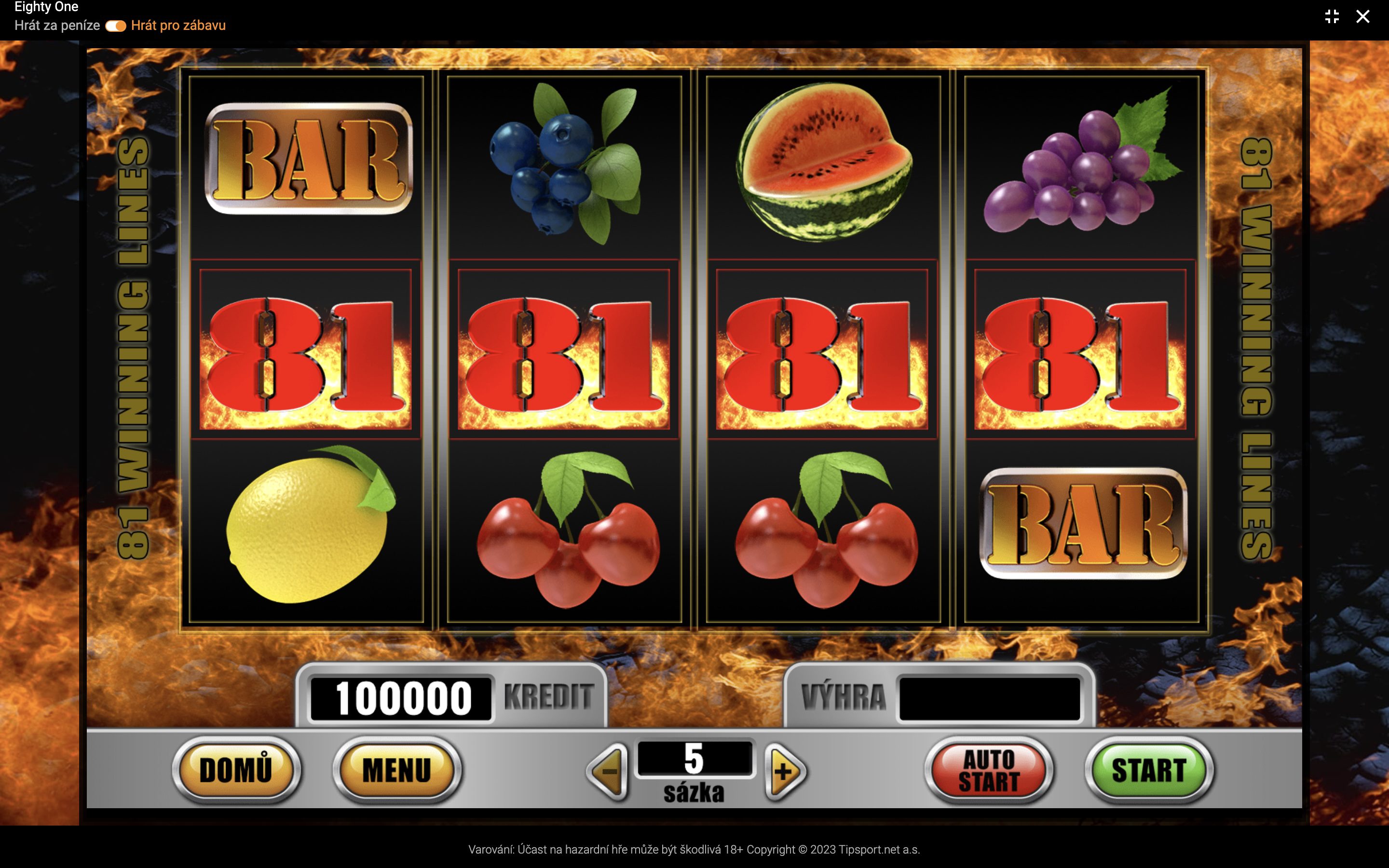 TipSport vegas hry Eighty One