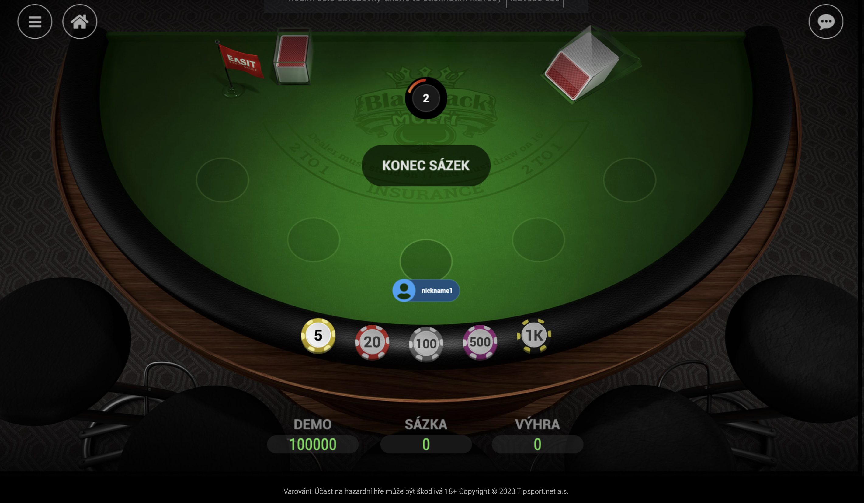 TipSport vegas hry multi blackjack