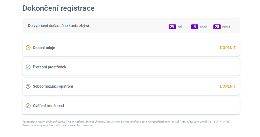 Korunka registrace 8