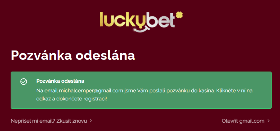 Luckybet registrace krok 2
