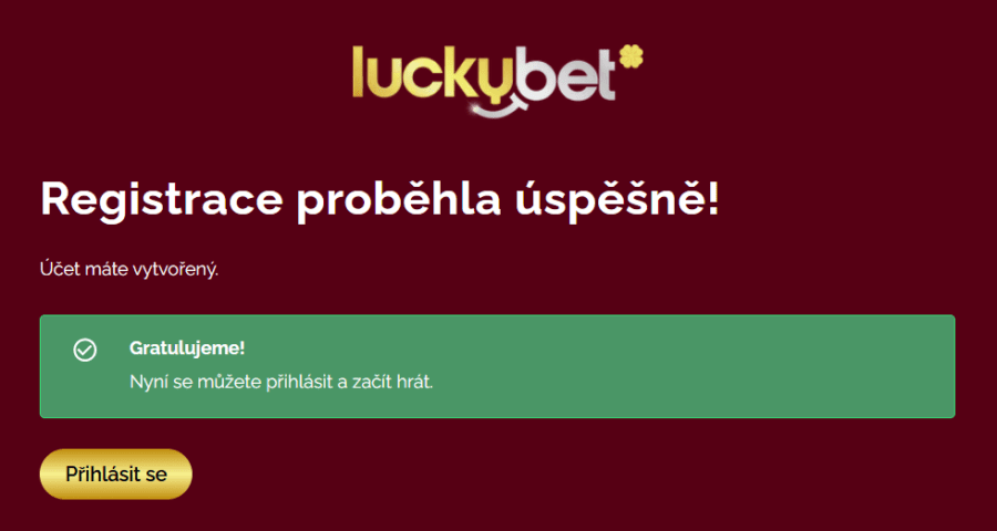 Registrace luckybet 
