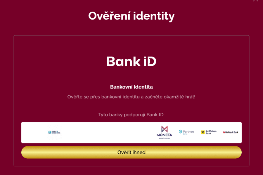 Luckybet registrace ověření bankovní identity