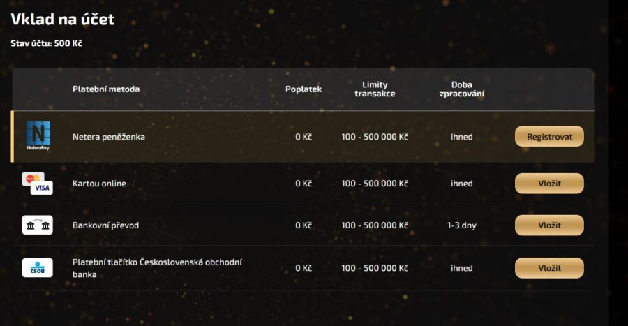 Vklad na účet