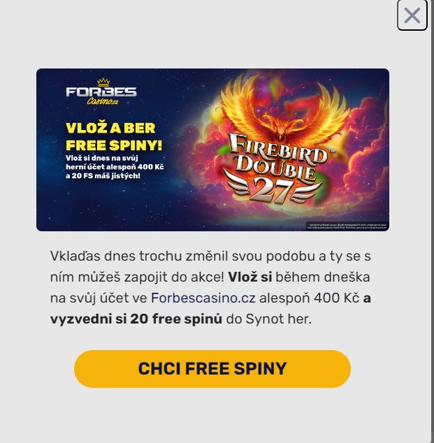 Oznámení o free spinech