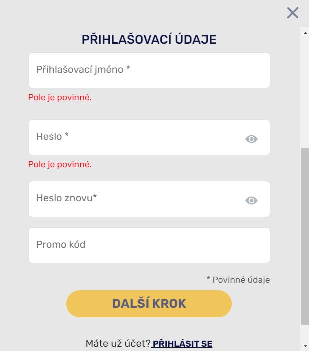 Přihlašovací údaje