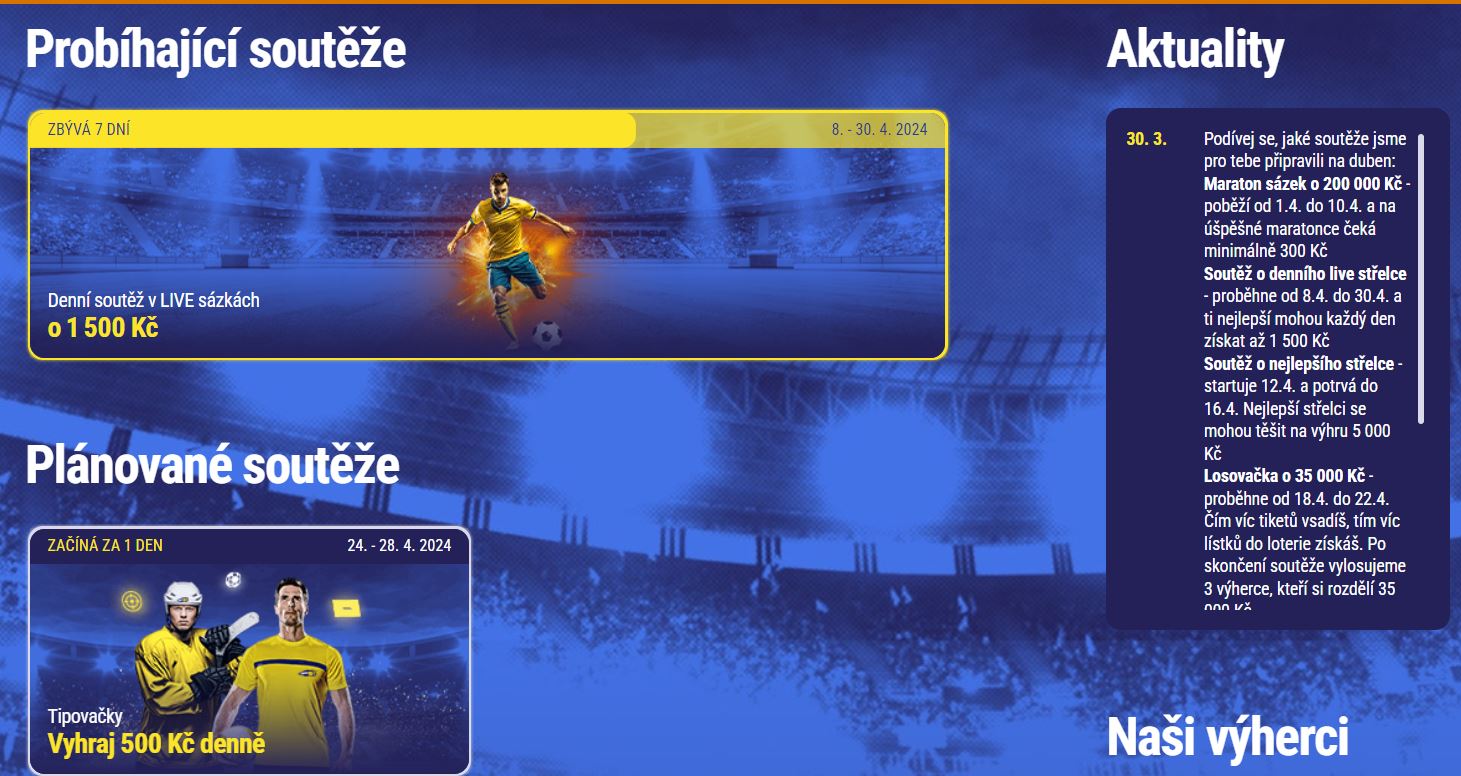 Společnost Sazkabet nabízí různé soutěže