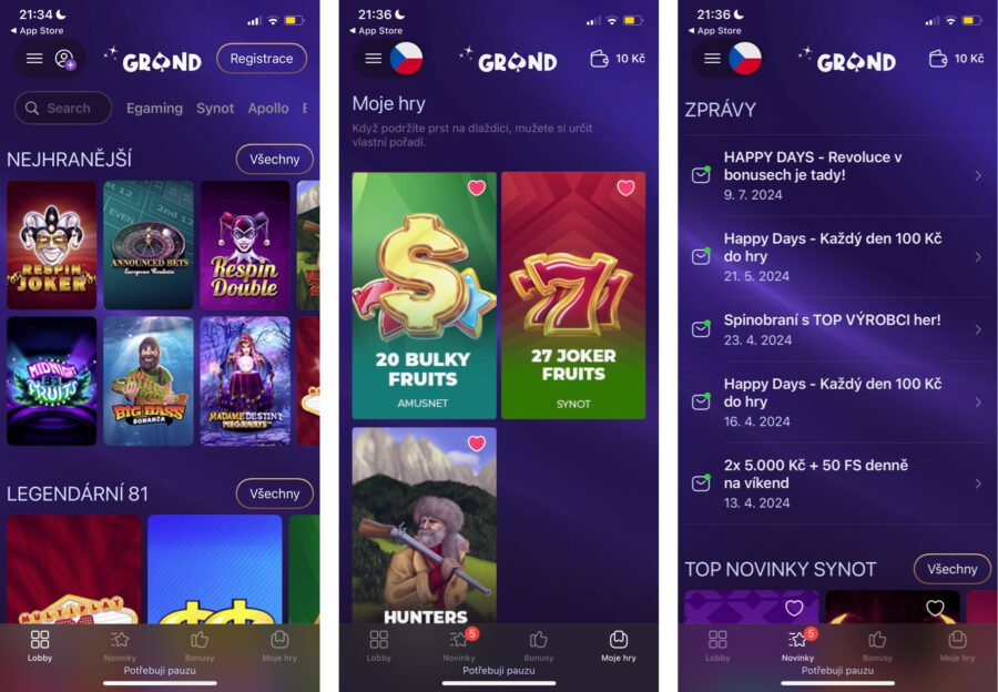 Grandwin 10 grand mobil app