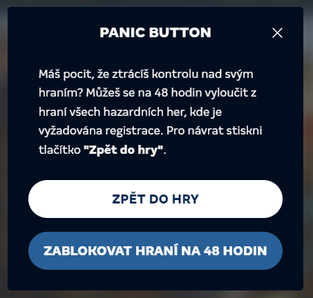 Panic button: představení funkce 4 Panic button, vyloučení