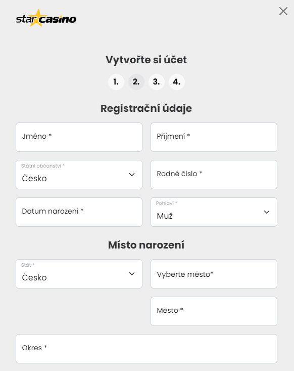 Registrace Star Casino: podrobný návod 3 star casino registrace krok 3 1