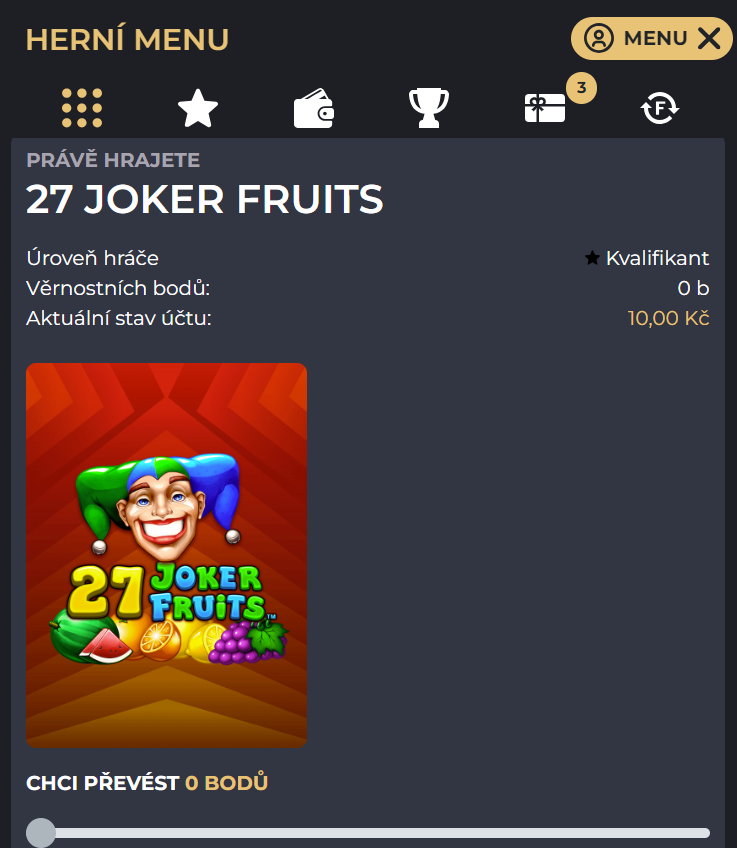 Proč hrát na GRANDWIN – in-game menu