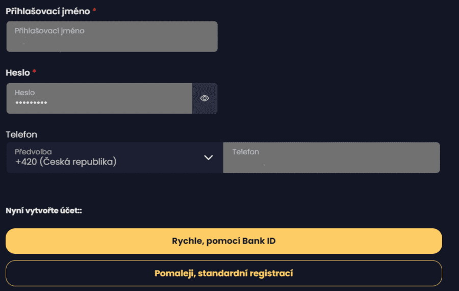 Registrace eCasino: podrobný návod krok za krokem 4 Registrace eCasino Bank ID