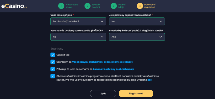 Registrace eCasino: podrobný návod krok za krokem 6 Registrace eCasino 6