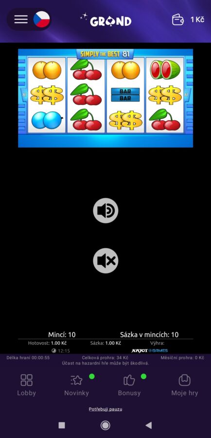 Mobilní aplikace GRANDWIN hry