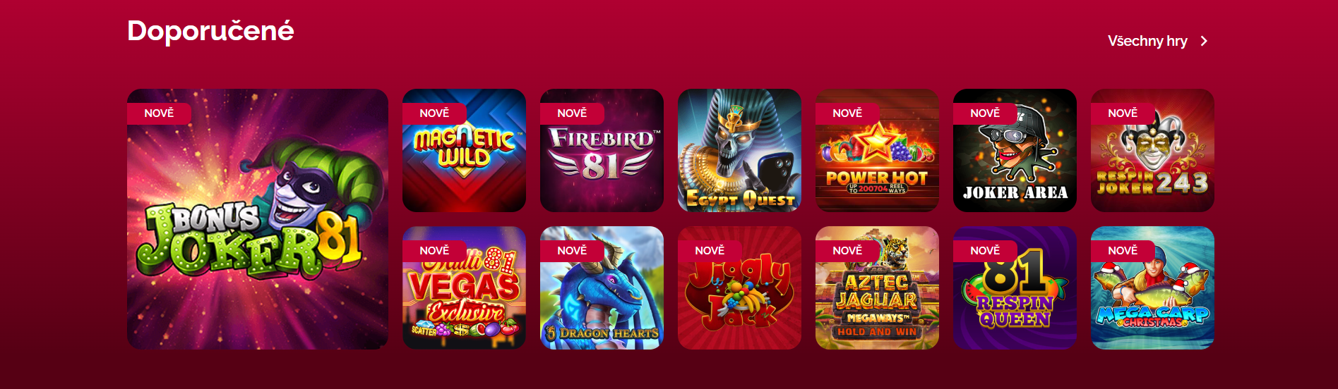 Luckybet web doporučené hry