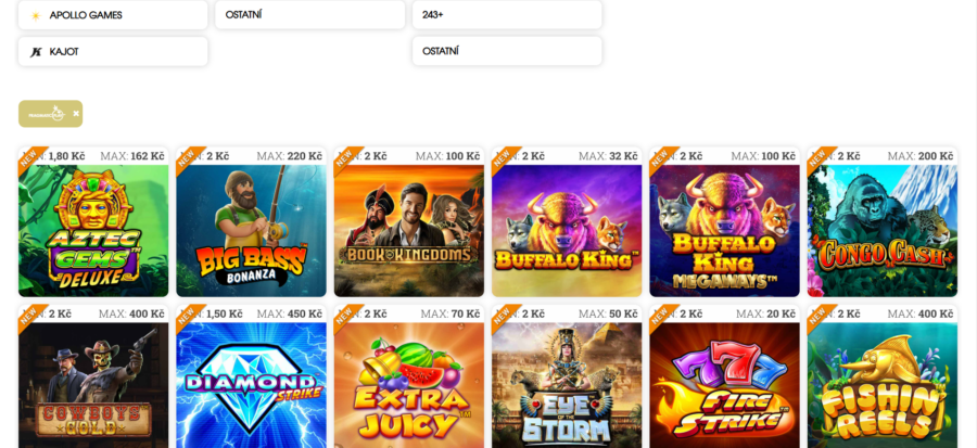 Monacobet recenze filtrování her